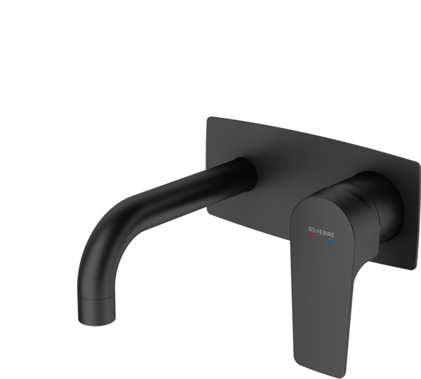 Monomando de lavabo empotrado caño 16 cm Negro Koral